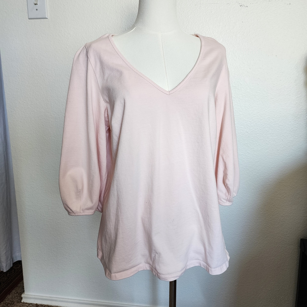 Velvet by Graham & Spencer For Anthrpologie Puff Sleeve Top In Light Pink